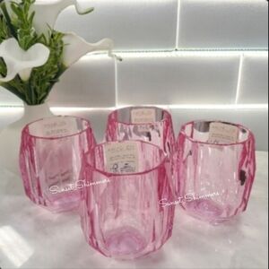 Rachel Zoe 4pc PINK Acrylic Crystal Tumbler Cup Drink Glass Set NEW